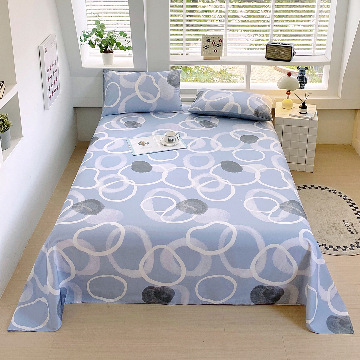 91家纺网 家纺一手货源 找家纺 小懒猪 2026全棉纯棉印花单床单床单单件 素环影