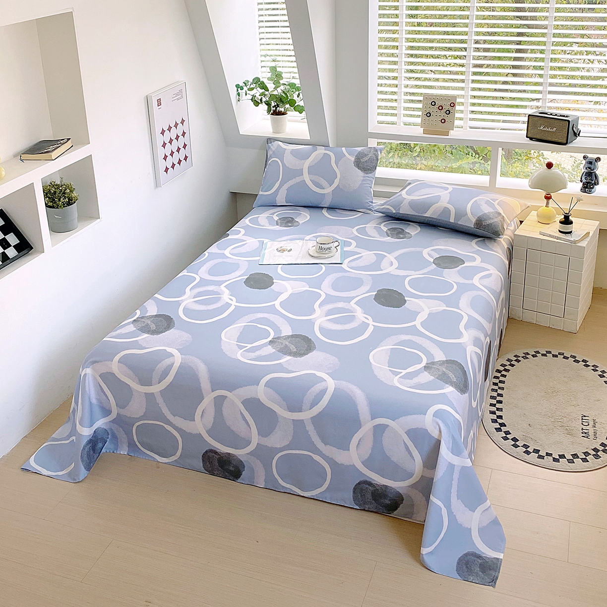 91家纺网 家纺一手货源 找家纺 小懒猪 2026全棉纯棉印花单床单床单单件 素环影