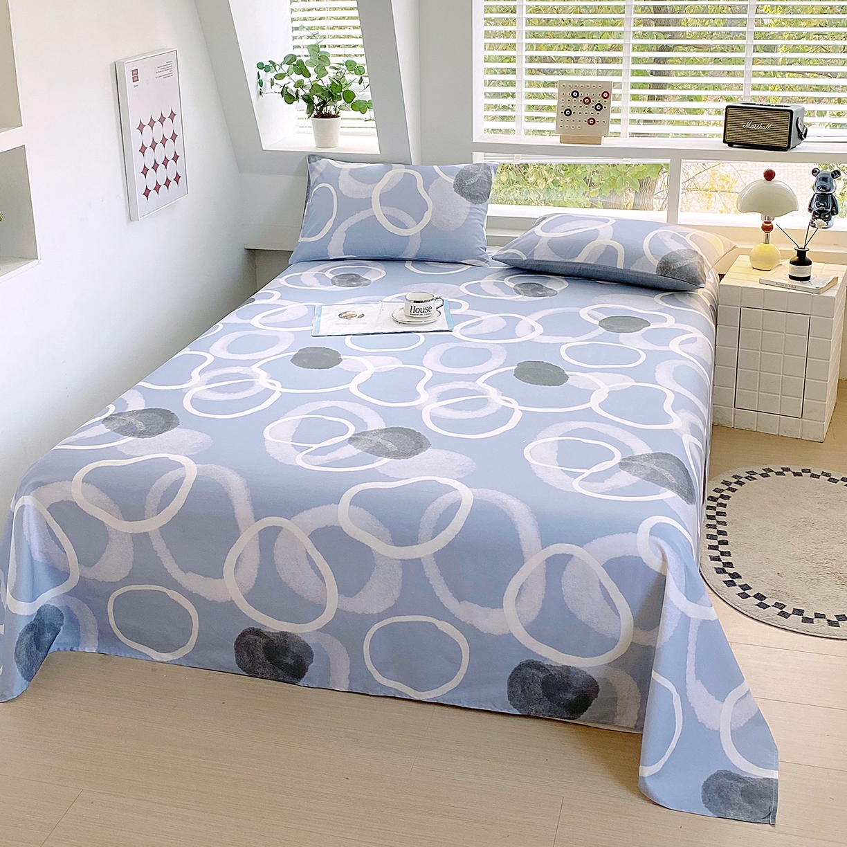 91家纺网 家纺一手货源 找家纺 小懒猪 2026全棉纯棉印花单床单床单单件 素环影