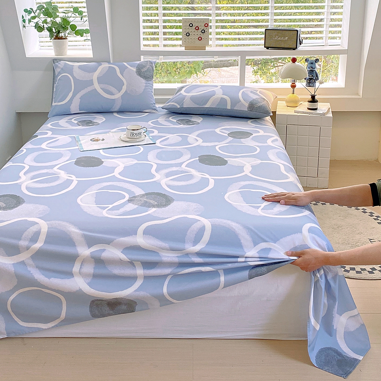 91家纺网 家纺一手货源 找家纺 小懒猪 2026全棉纯棉印花单床单床单单件 素环影