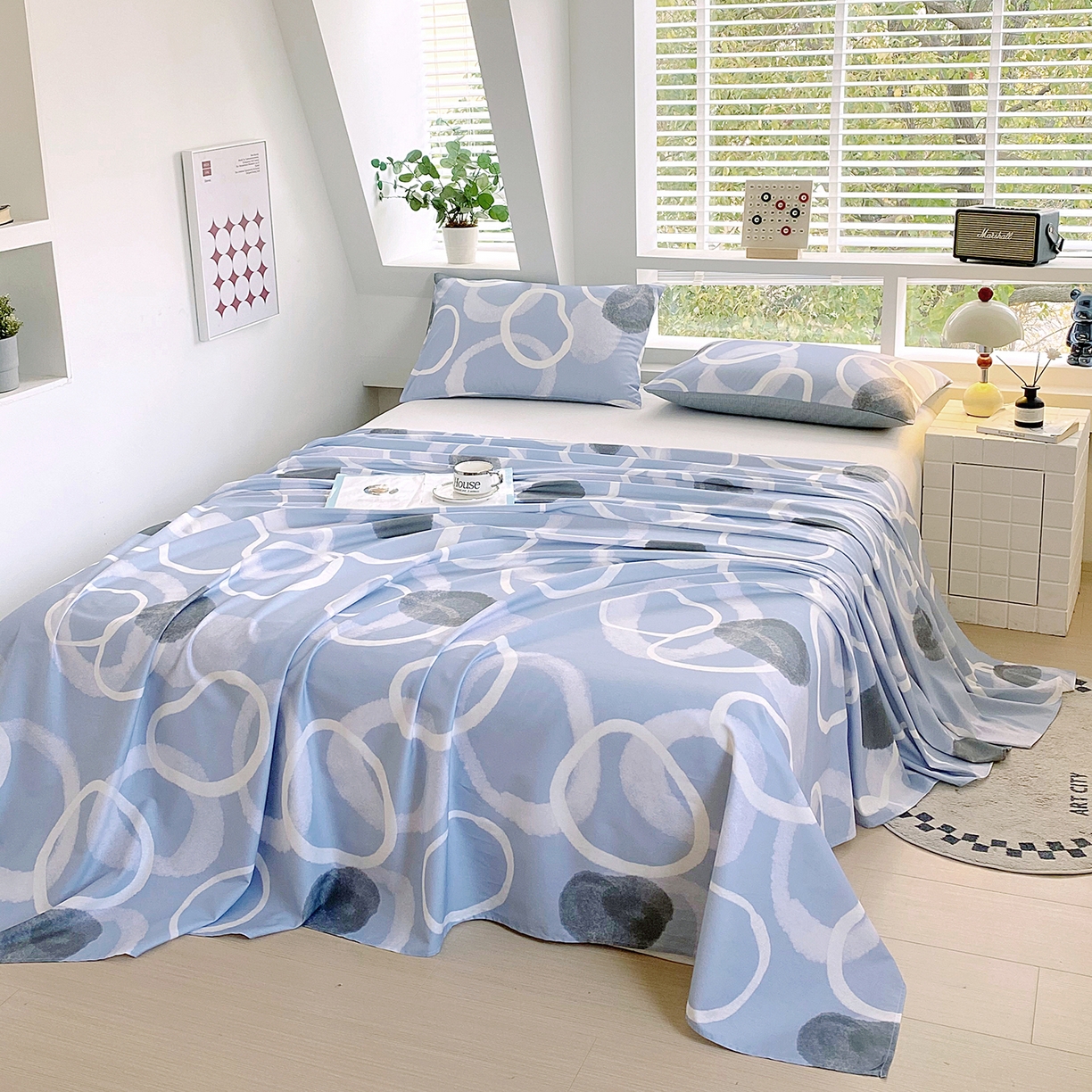 91家纺网 家纺一手货源 找家纺 小懒猪 2026全棉纯棉印花单床单床单单件 素环影