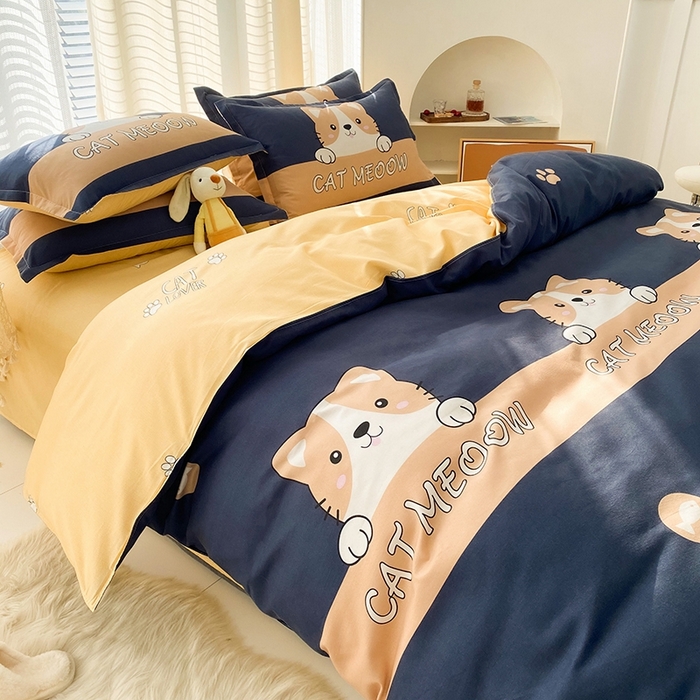 友承家纺 2026新款床上用品磨毛水洗棉四件套被单被套学生宿舍单人三件套被罩单件四季通用 期待