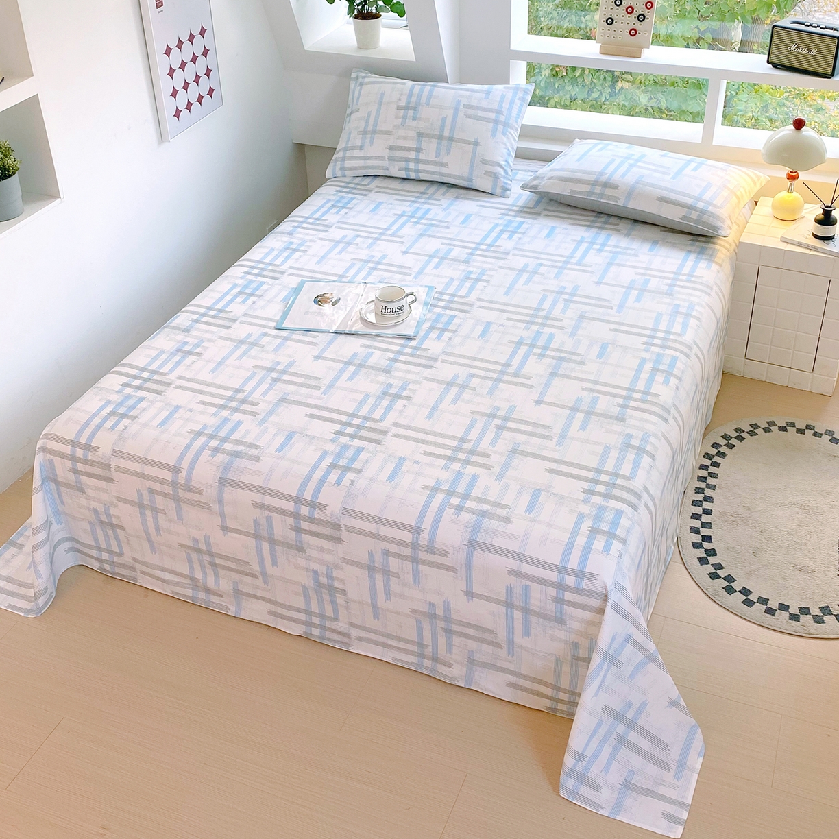 91家纺网 家纺一手货源 找家纺 小懒猪 2026全棉纯棉印花单床单床单单件 线影轻痕