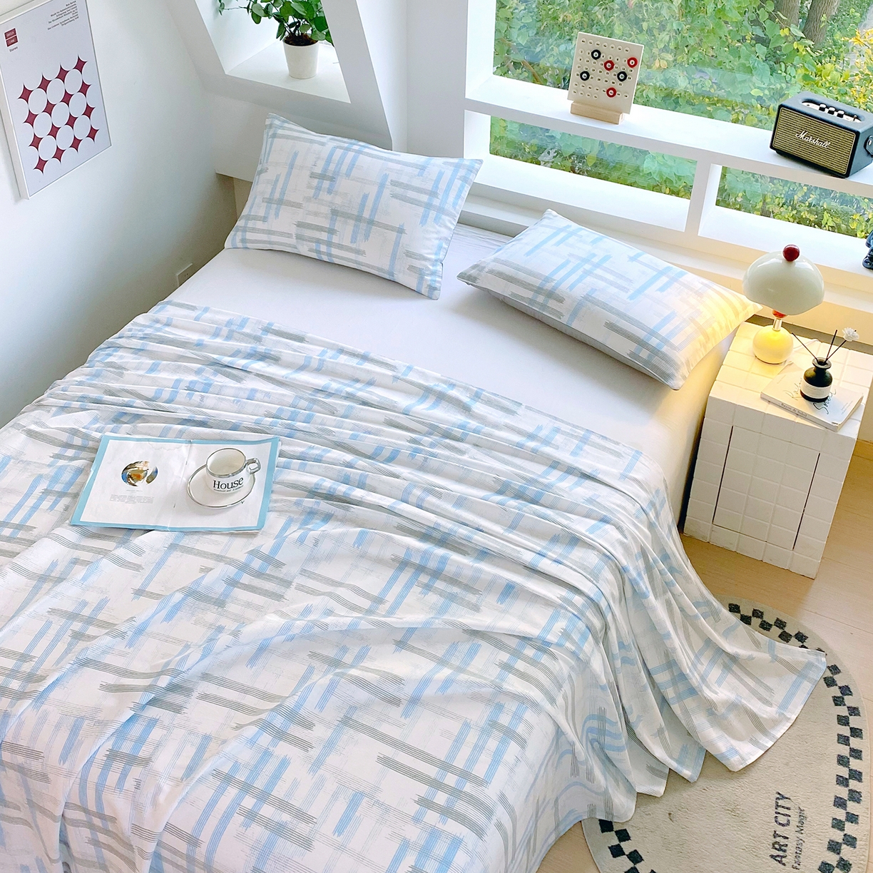 91家纺网 家纺一手货源 找家纺 小懒猪 2026全棉纯棉印花单床单床单单件 线影轻痕