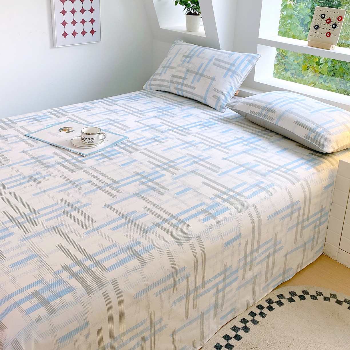 91家纺网 家纺一手货源 找家纺 小懒猪 2026全棉纯棉印花单床单床单单件 线影轻痕