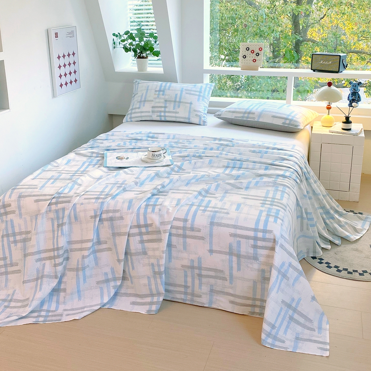 91家纺网 家纺一手货源 找家纺 小懒猪 2026全棉纯棉印花单床单床单单件 线影轻痕