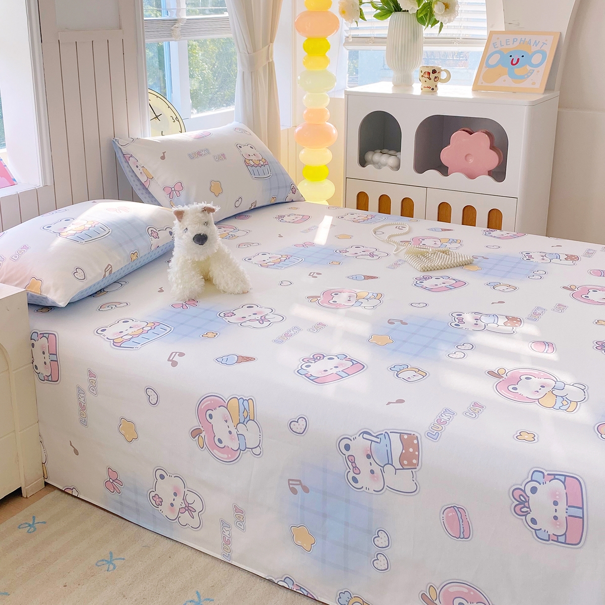 91家纺网 家纺一手货源 找家纺 小懒猪 2026全棉纯棉印花单床单床单单件 元气熊仔