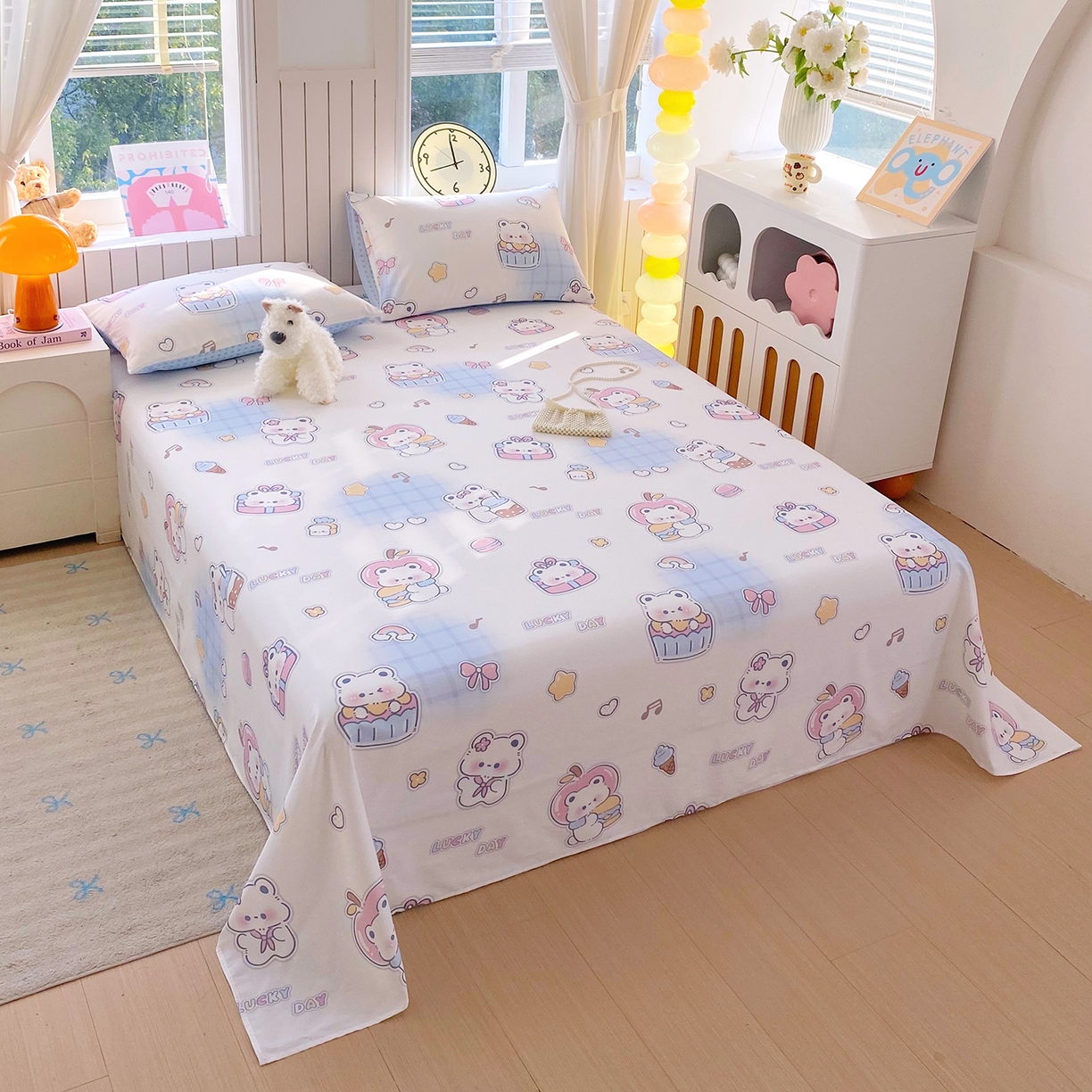 91家纺网 家纺一手货源 找家纺 小懒猪 2026全棉纯棉印花单床单床单单件 元气熊仔