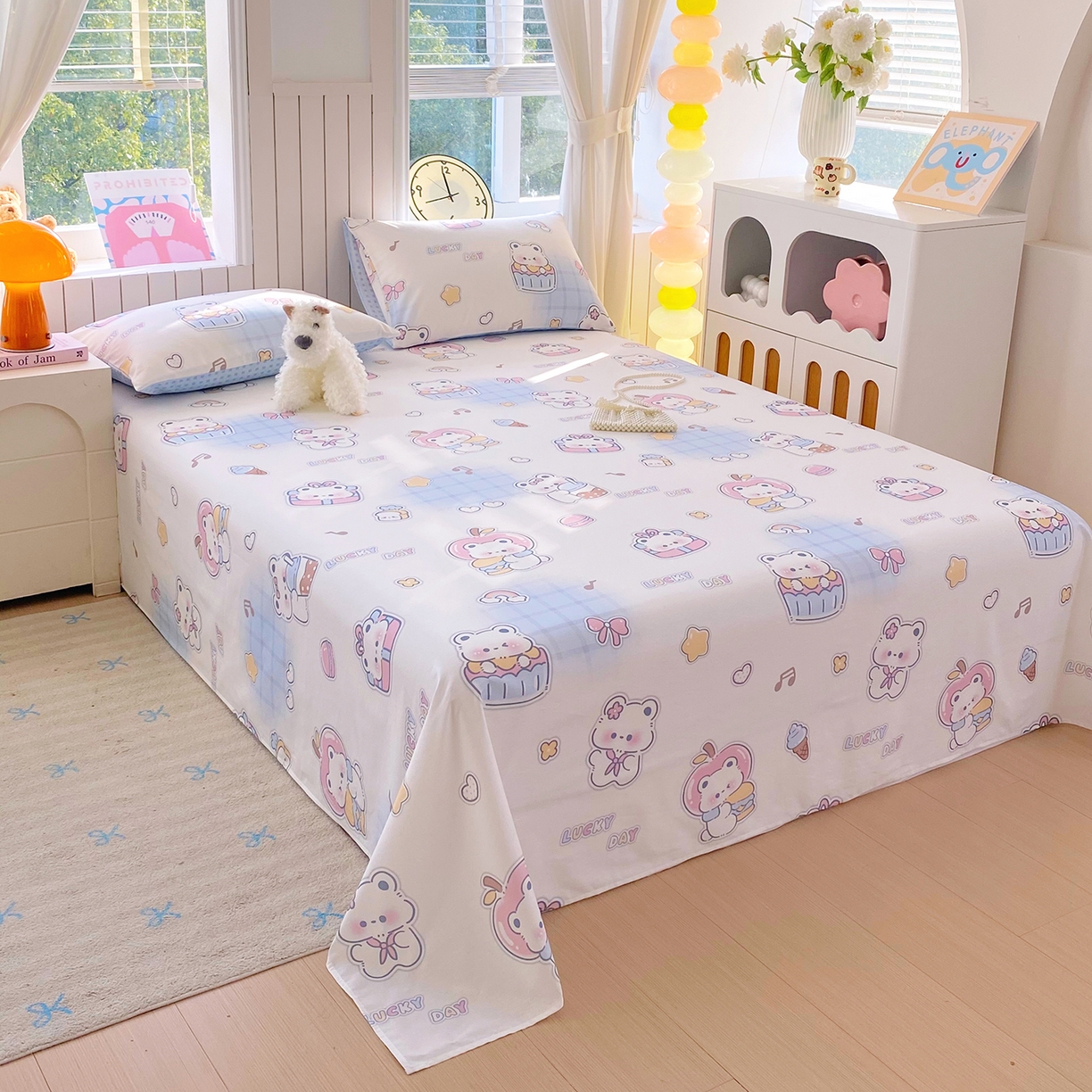 91家纺网 家纺一手货源 找家纺 小懒猪 2026全棉纯棉印花单床单床单单件 元气熊仔