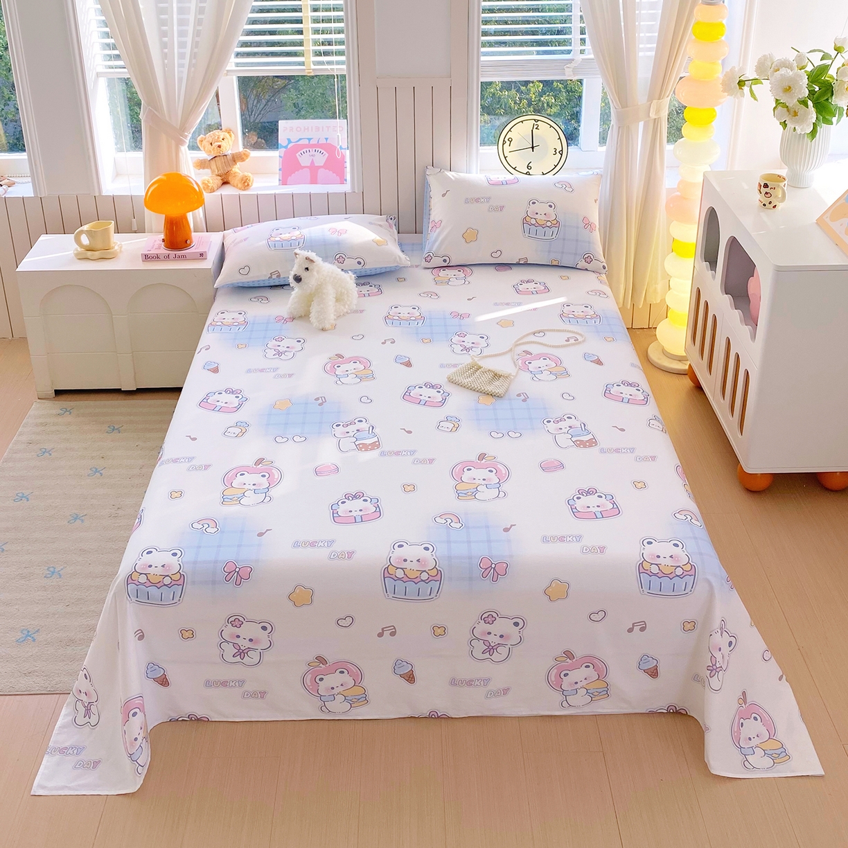 91家纺网 家纺一手货源 找家纺 小懒猪 2026全棉纯棉印花单床单床单单件 元气熊仔