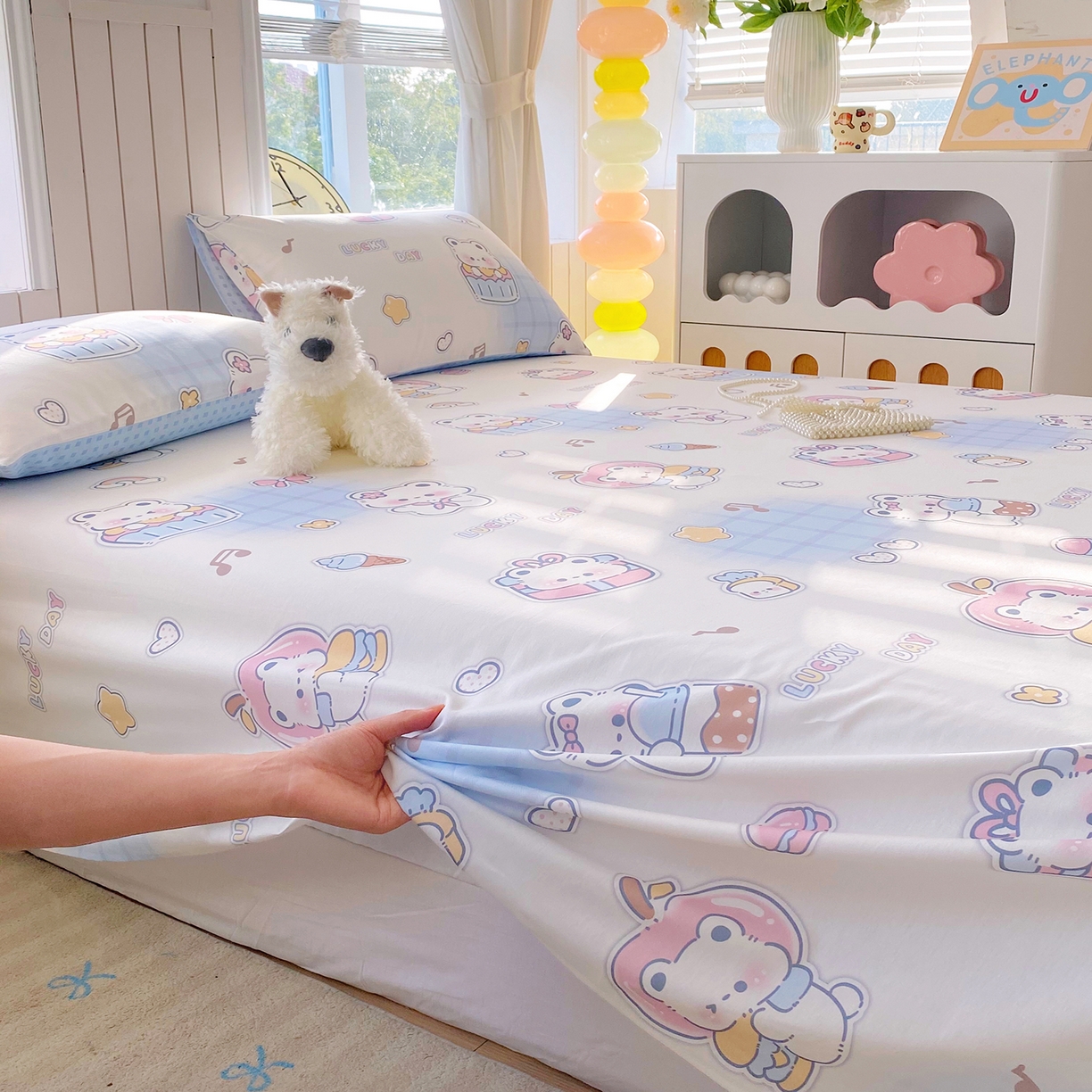 91家纺网 家纺一手货源 找家纺 小懒猪 2026全棉纯棉印花单床单床单单件 元气熊仔