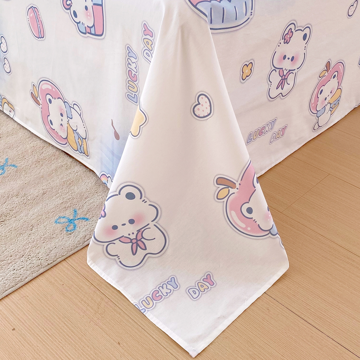 91家纺网 家纺一手货源 找家纺 小懒猪 2026全棉纯棉印花单床单床单单件 元气熊仔