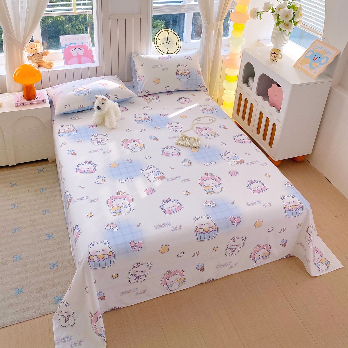 91家纺网 家纺一手货源 找家纺 小懒猪 2026全棉纯棉印花单床单床单单件 元气熊仔