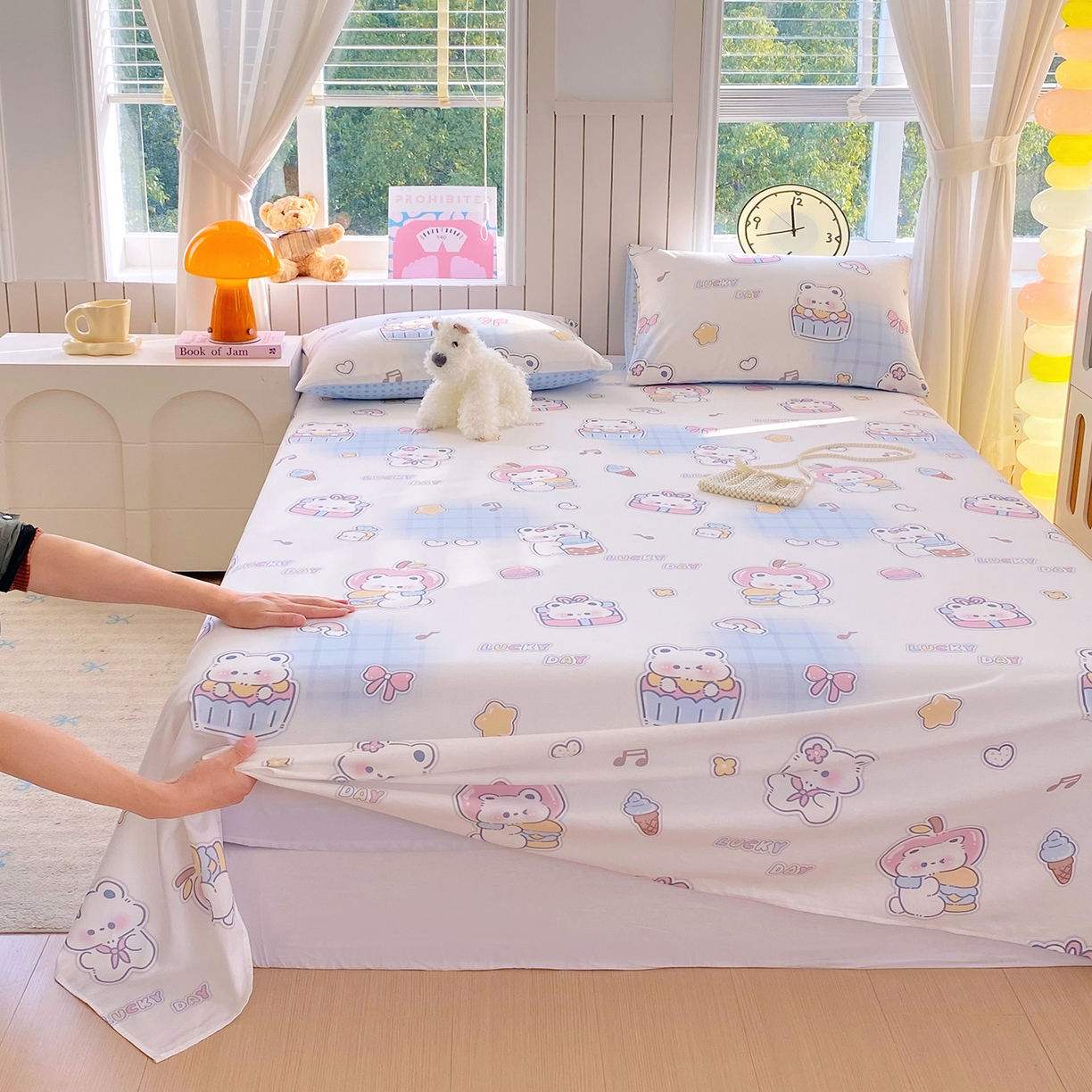 91家纺网 家纺一手货源 找家纺 小懒猪 2026全棉纯棉印花单床单床单单件 元气熊仔