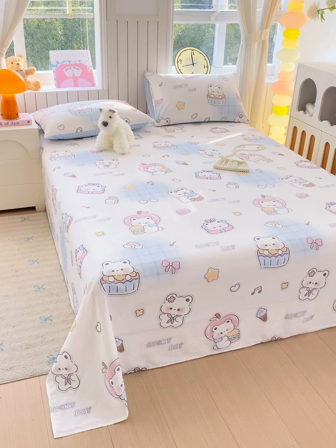 91家纺网 家纺一手货源 找家纺 小懒猪 2026全棉纯棉印花单床单床单单件 元气熊仔