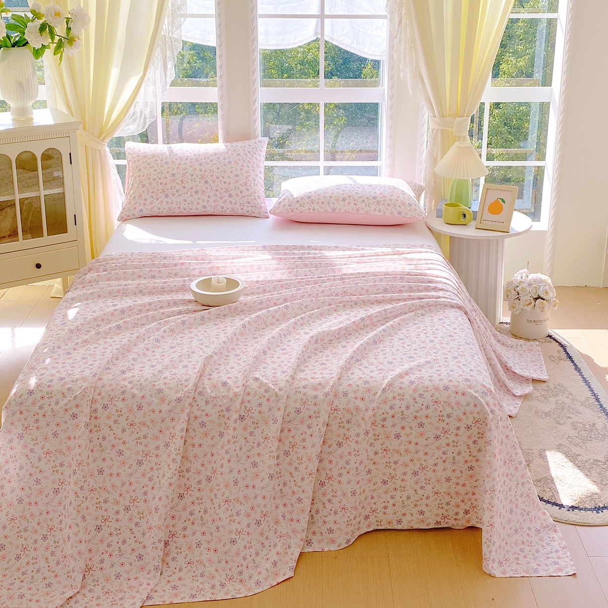 小懒猪 2026全棉纯棉印花单床单床单单件 紫粉花漾