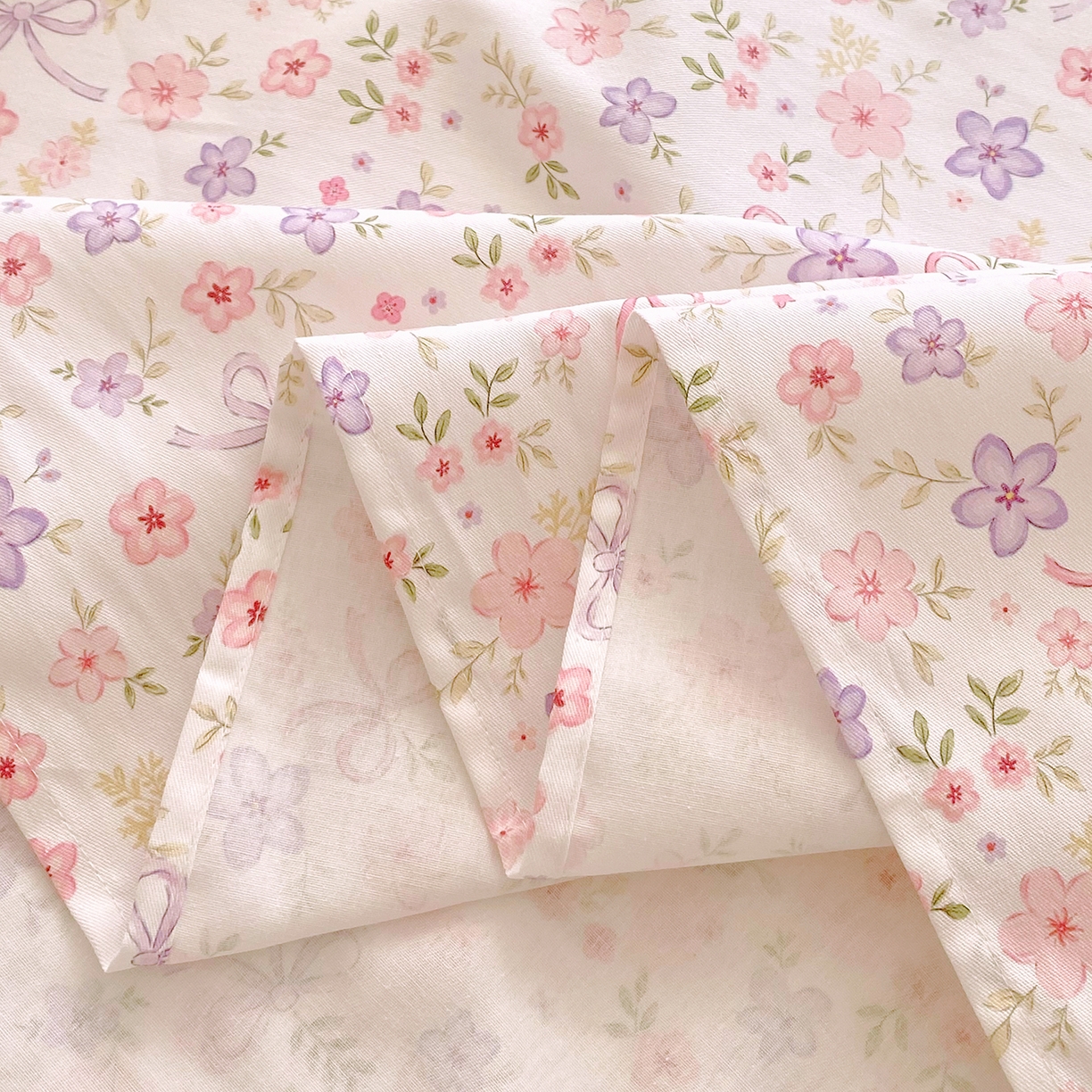 91家纺网 家纺一手货源 找家纺 小懒猪 2026全棉纯棉印花单床单床单单件 紫粉花漾