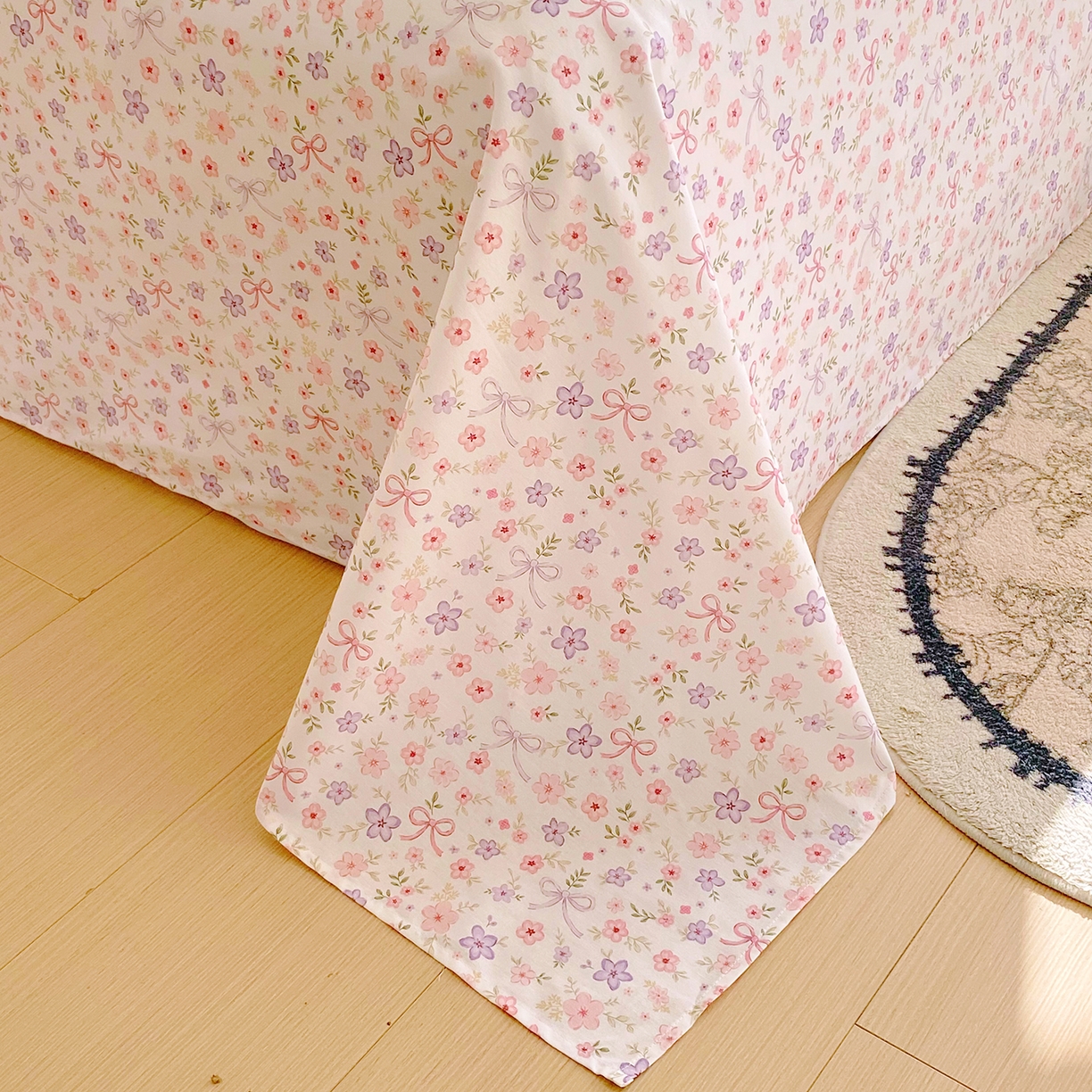 91家纺网 家纺一手货源 找家纺 小懒猪 2026全棉纯棉印花单床单床单单件 紫粉花漾