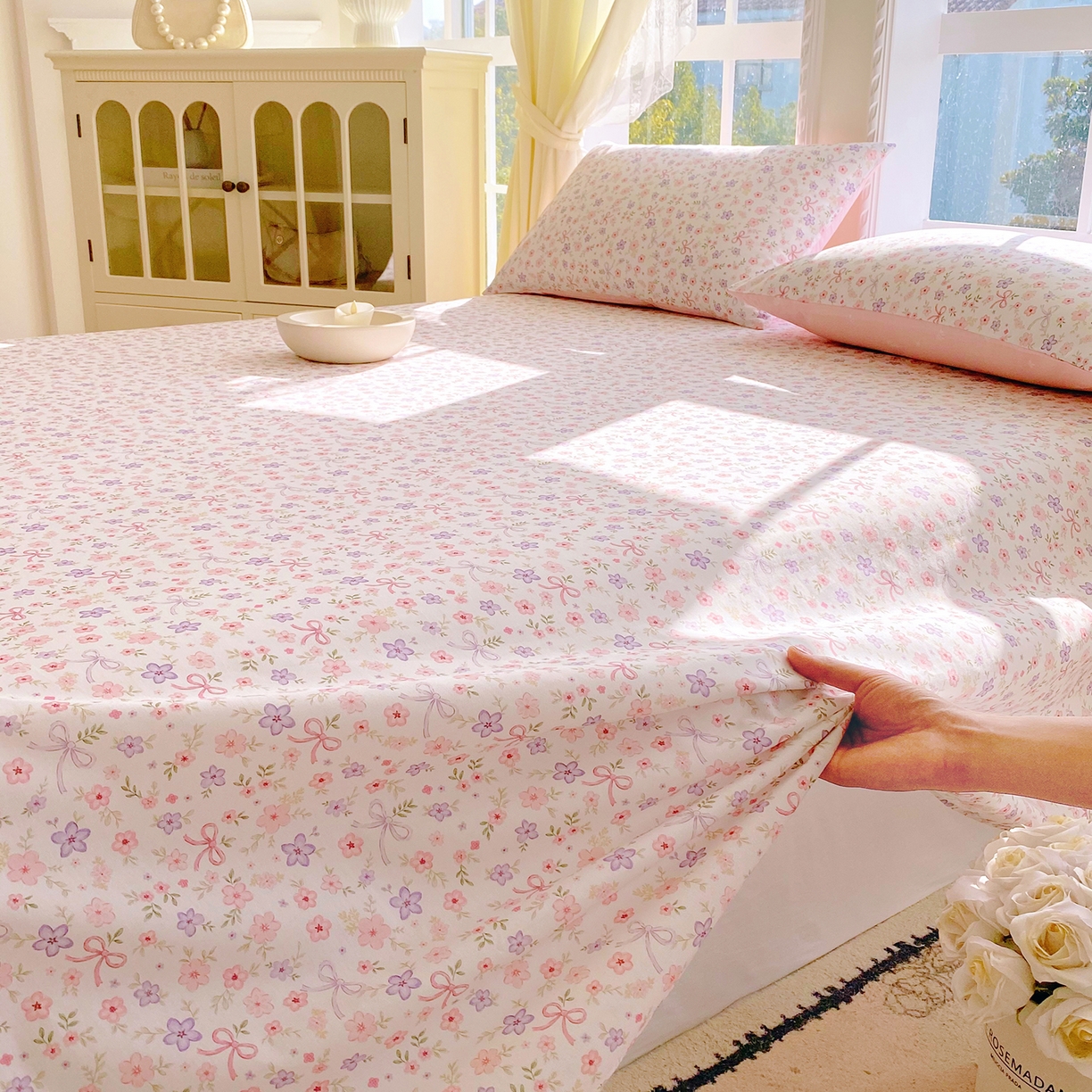 91家纺网 家纺一手货源 找家纺 小懒猪 2026全棉纯棉印花单床单床单单件 紫粉花漾