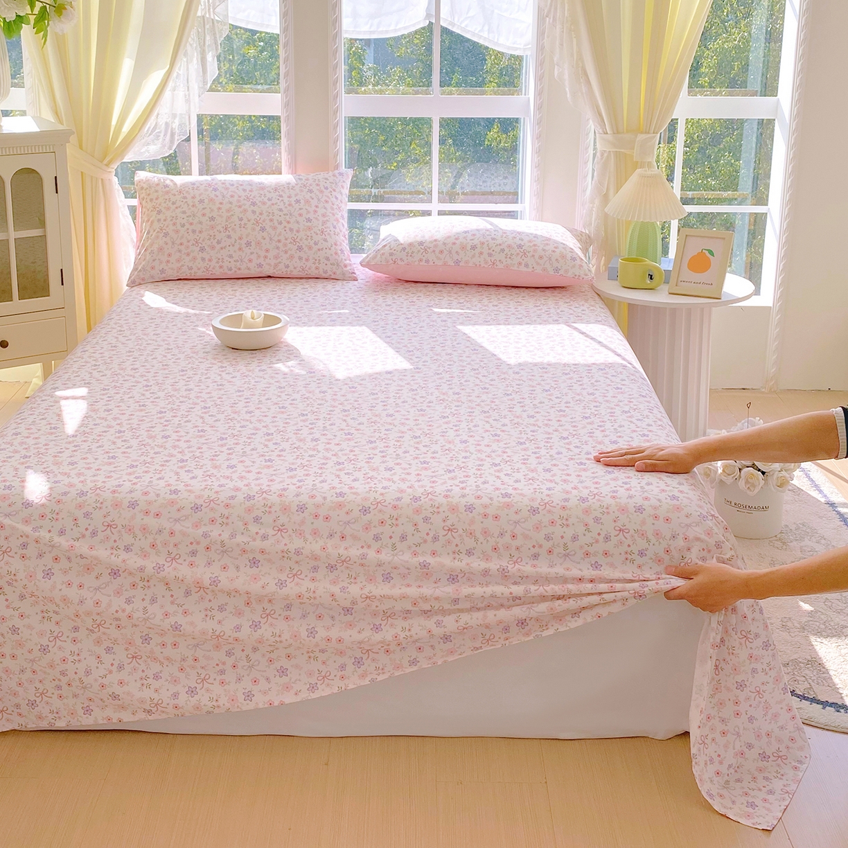 91家纺网 家纺一手货源 找家纺 小懒猪 2026全棉纯棉印花单床单床单单件 紫粉花漾