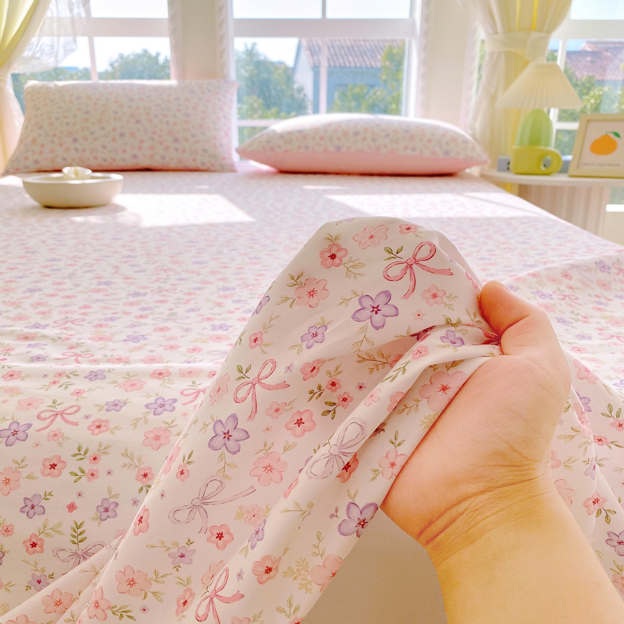 91家纺网 家纺一手货源 找家纺 小懒猪 2026全棉纯棉印花单床单床单单件 紫粉花漾