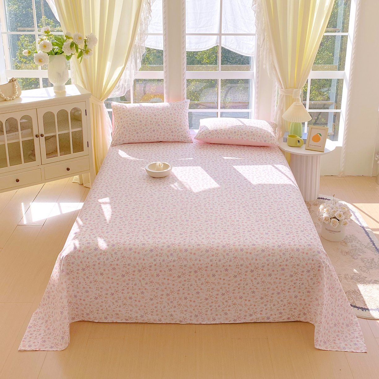 91家纺网 家纺一手货源 找家纺 小懒猪 2026全棉纯棉印花单床单床单单件 紫粉花漾