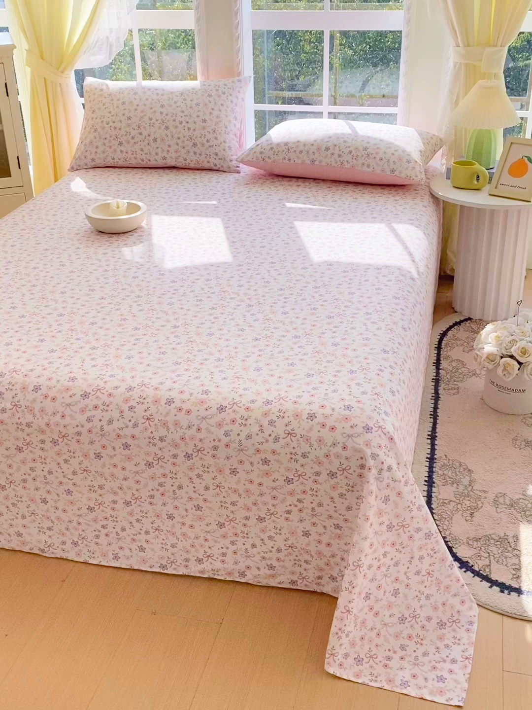 91家纺网 家纺一手货源 找家纺 小懒猪 2026全棉纯棉印花单床单床单单件 紫粉花漾