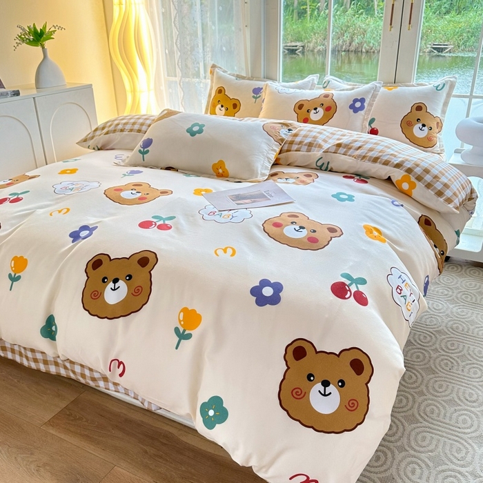 友承家纺 2026年新款床上用品学生宿舍套件亲肤磨毛单件被套150x180x220cm芦荟棉被罩200x230 baby熊