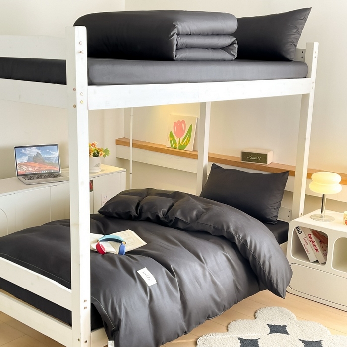 91家纺网 家纺一手货源 找家纺 友承家纺 2026新款四件套磨毛床单被套被罩简约纯色学生宿舍水洗棉3三件套床上用品4被套单件四季单独被罩 深灰