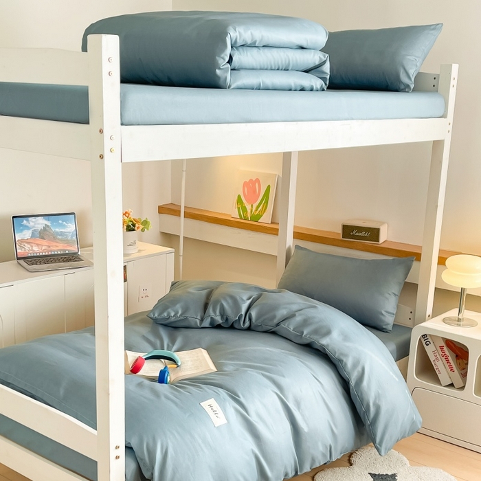 91家纺网 家纺一手货源 找家纺 友承家纺 2026新款四件套磨毛床单被套被罩简约纯色学生宿舍水洗棉3三件套床上用品4被套单件四季单独被罩 浅兰灰