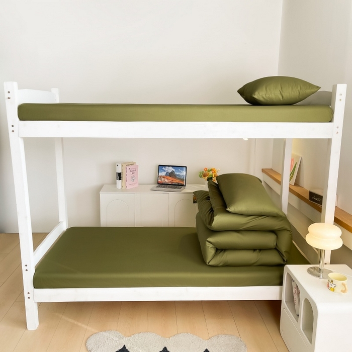 91家纺网 家纺一手货源 找家纺 友承家纺 2026新款四件套磨毛床单被套被罩简约纯色学生宿舍水洗棉3三件套床上用品4被套单件四季单独被罩 军绿