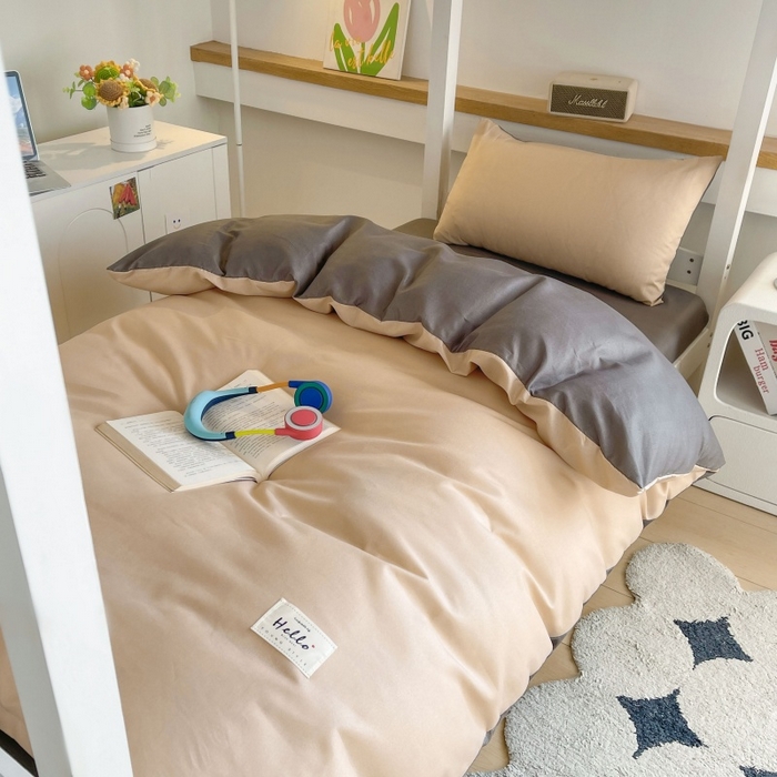 91家纺网 家纺一手货源 找家纺 友承家纺 2026新款四件套磨毛床单被套被罩简约纯色学生宿舍水洗棉3三件套床上用品4被套单件四季单独被罩 浅玉