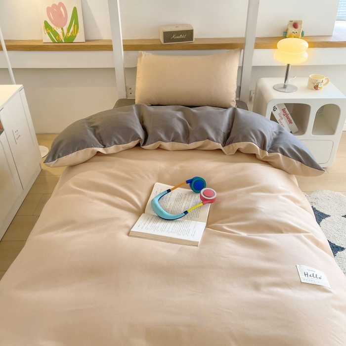 91家纺网 家纺一手货源 找家纺 友承家纺 2026新款四件套磨毛床单被套被罩简约纯色学生宿舍水洗棉3三件套床上用品4被套单件四季单独被罩 浅玉