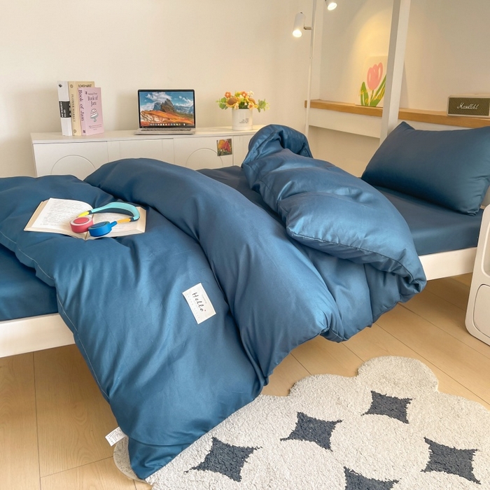 91家纺网 家纺一手货源 找家纺 友承家纺 2026新款四件套磨毛床单被套被罩简约纯色学生宿舍水洗棉3三件套床上用品4被套单件四季单独被罩 宝兰
