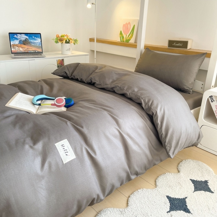 91家纺网 家纺一手货源 找家纺 友承家纺 2026新款四件套磨毛床单被套被罩简约纯色学生宿舍水洗棉3三件套床上用品4被套单件四季单独被罩 浅灰