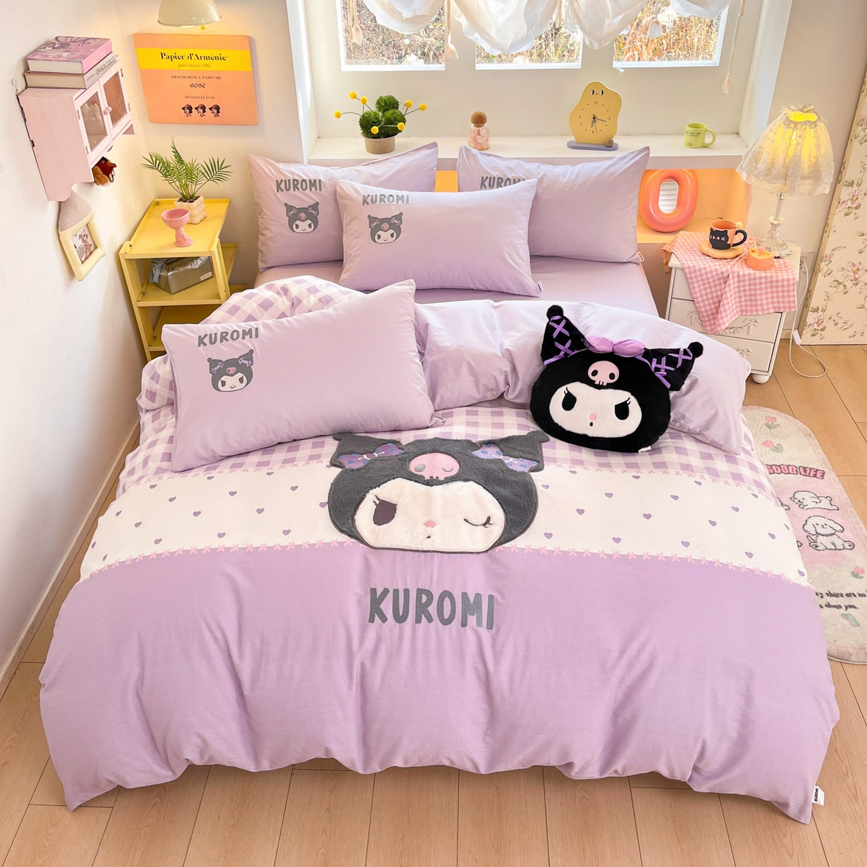 91家纺网 家纺一手货源 找家纺 金爱家 2026新款纯棉三丽鸥毛巾绣四件套 棉毛巾绣-呆萌库洛米