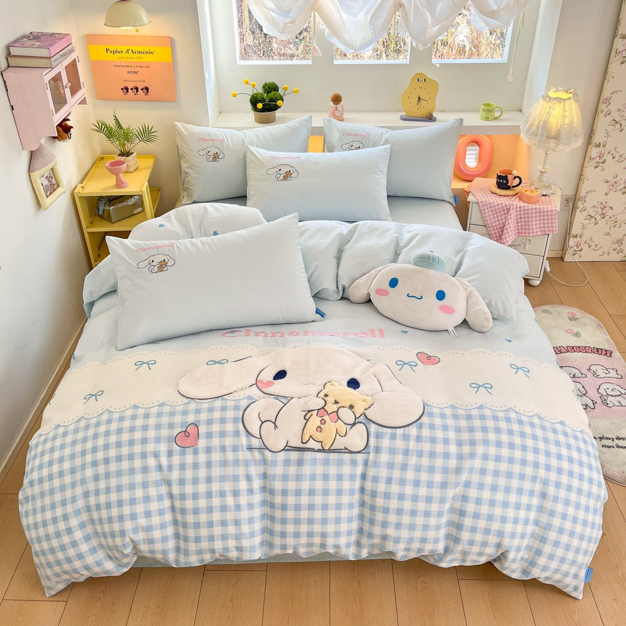 91家纺网 家纺一手货源 找家纺 金爱家 2026新款纯棉三丽鸥毛巾绣四件套 棉毛巾绣-开心大耳狗