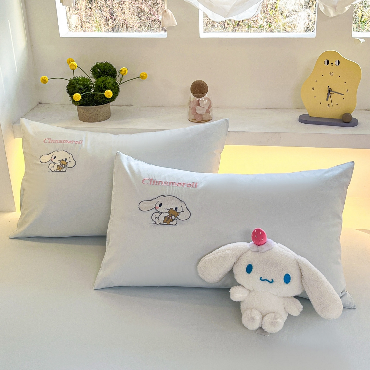 91家纺网 家纺一手货源 找家纺 金爱家 2026新款纯棉三丽鸥毛巾绣四件套 棉毛巾绣-开心大耳狗