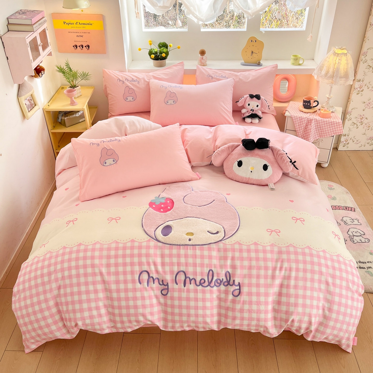 金爱家 2026新款纯棉三丽鸥毛巾绣四件套 棉毛巾绣-萌萌美乐蒂