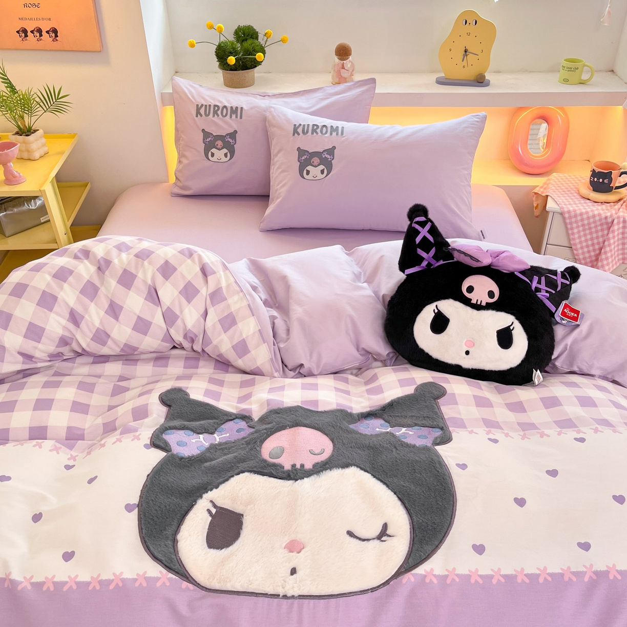 91家纺网 家纺一手货源 找家纺 金爱家 2026新款纯棉三丽鸥毛巾绣四件套 棉毛巾绣-呆萌库洛米