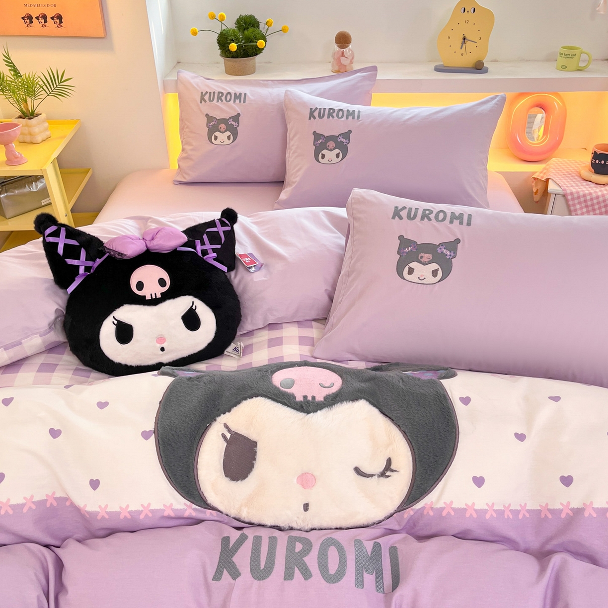 91家纺网 家纺一手货源 找家纺 金爱家 2026新款纯棉三丽鸥毛巾绣四件套 棉毛巾绣-呆萌库洛米