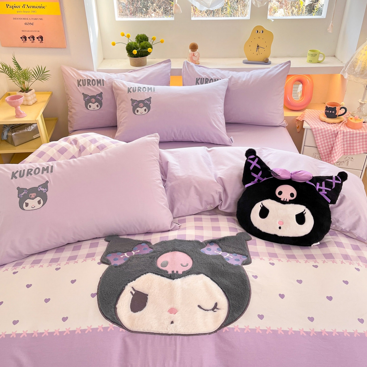 91家纺网 家纺一手货源 找家纺 金爱家 2026新款纯棉三丽鸥毛巾绣四件套 棉毛巾绣-呆萌库洛米