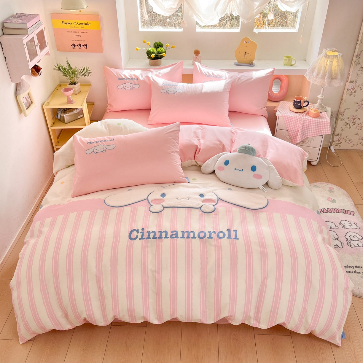 金爱家 2026新款纯棉三丽鸥毛巾绣四件套 棉毛巾绣-粉红大耳狗