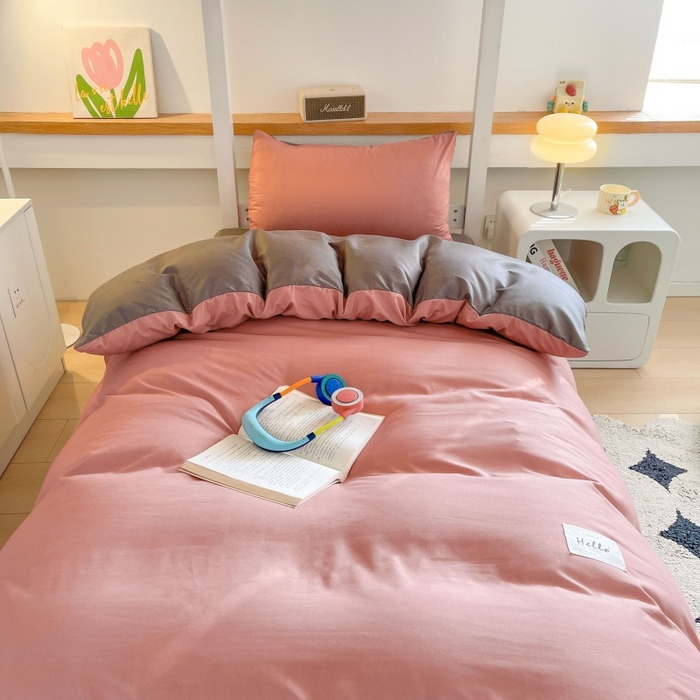 91家纺网 家纺一手货源 找家纺 友承家纺 2026最新款床上用品被套单件冬季纯水洗棉被罩学生宿舍单人150x200x230cm双人磨毛被单 豆沙