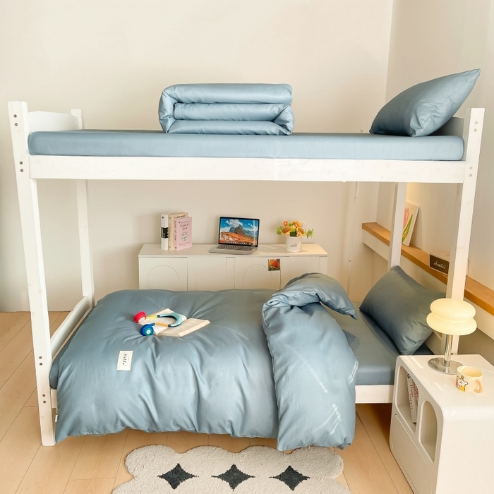 91家纺网 家纺一手货源 找家纺 友承家纺 2026最新款床上用品被套单件冬季纯水洗棉被罩学生宿舍单人150x200x230cm双人磨毛被单 浅兰灰