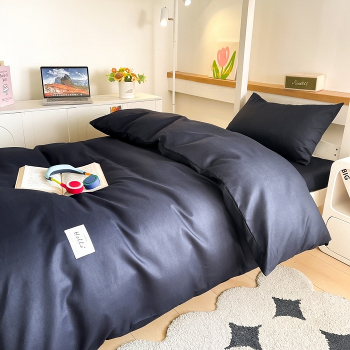 91家纺网 家纺一手货源 找家纺 友承家纺 2026最新款床上用品被套单件冬季纯水洗棉被罩学生宿舍单人150x200x230cm双人磨毛被单 藏青