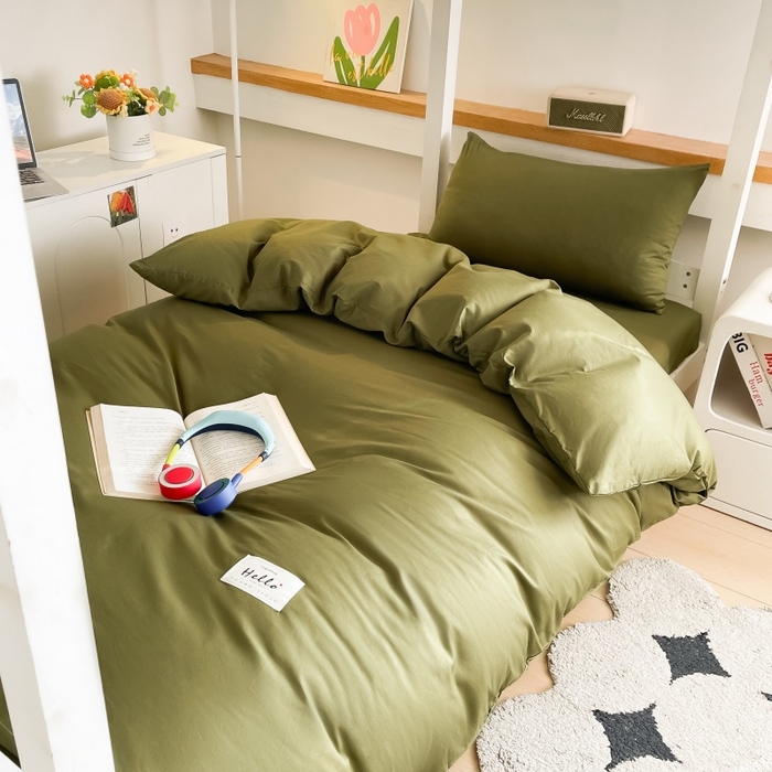91家纺网 家纺一手货源 找家纺 友承家纺 2026最新款床上用品被套单件冬季纯水洗棉被罩学生宿舍单人150x200x230cm双人磨毛被单 军绿