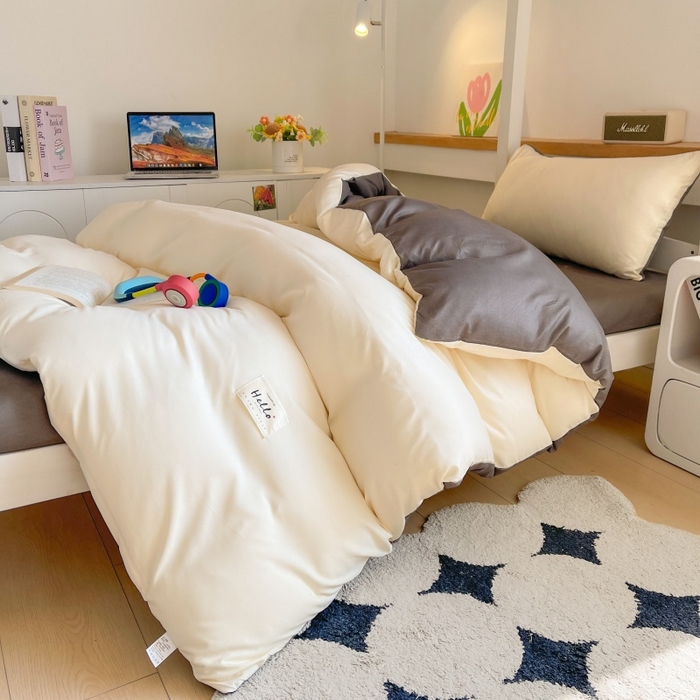 91家纺网 家纺一手货源 找家纺 友承家纺 2026最新款床上用品被套单件冬季纯水洗棉被罩学生宿舍单人150x200x230cm双人磨毛被单 米黄