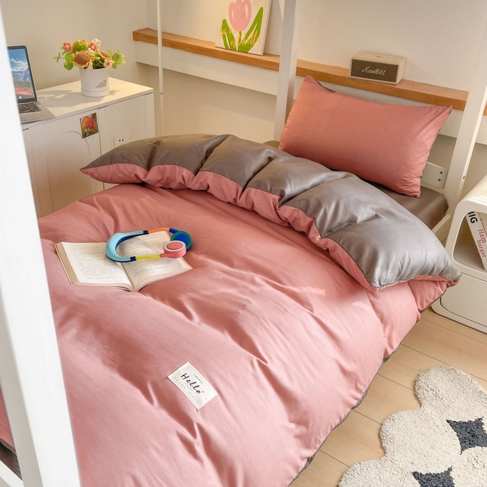 91家纺网 家纺一手货源 找家纺 友承家纺 2026最新款床上用品被套单件冬季纯水洗棉被罩学生宿舍单人150x200x230cm双人磨毛被单 豆沙