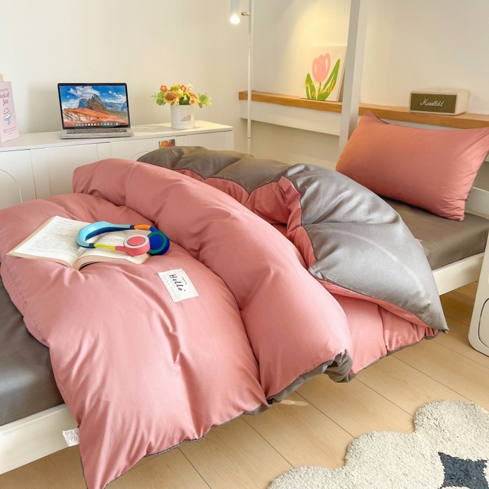 91家纺网 家纺一手货源 找家纺 友承家纺 2026最新款床上用品被套单件冬季纯水洗棉被罩学生宿舍单人150x200x230cm双人磨毛被单 豆沙
